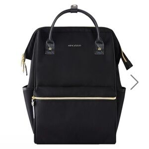 Black Backpack with Gold Accents